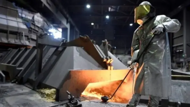 Steel being produced