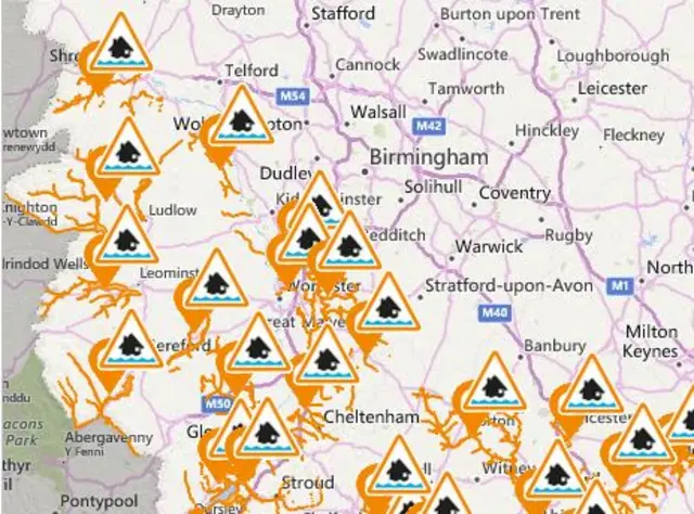 Flood alerts in West Midlands