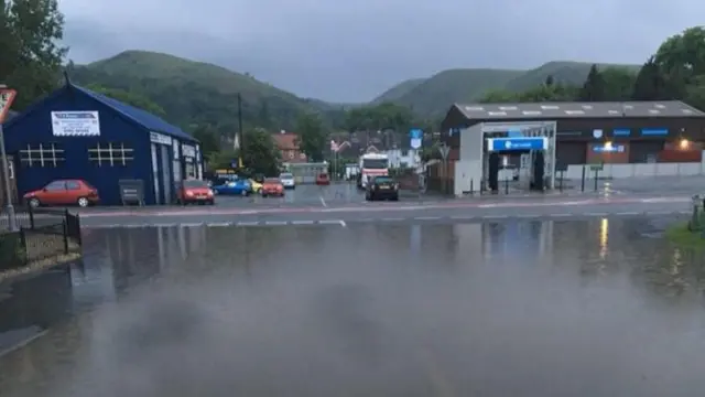 Flooding at Crossways in Church Stretton