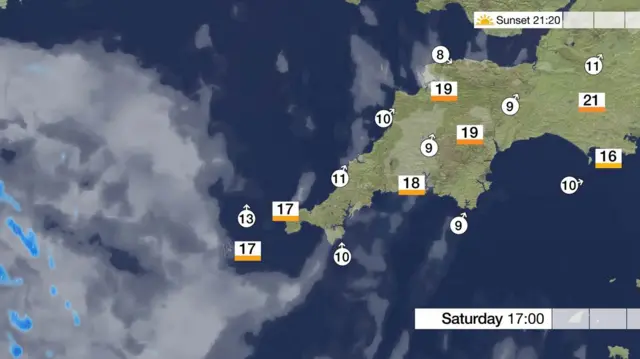 Weather in Devon and Cornwall on Saturday