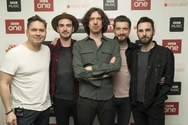 Johnny (far right) with Snow Patrol