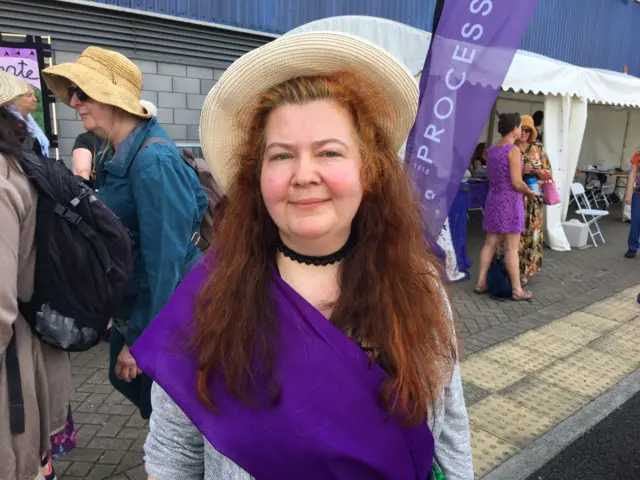 Louisa Helen Johnson wearing a purple sash