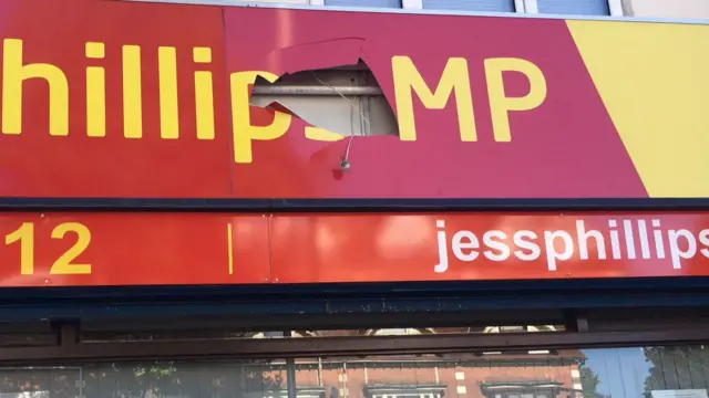 Damage to Jess Phillips office