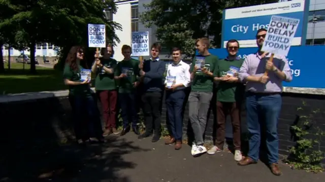 Protest outside City Hospital in Birmingham