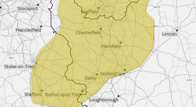 Yellow warning map