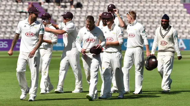 Surrey celebrate beating Hampshire