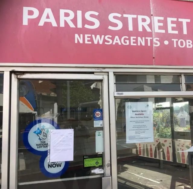 Eviction notice on newsagent's window