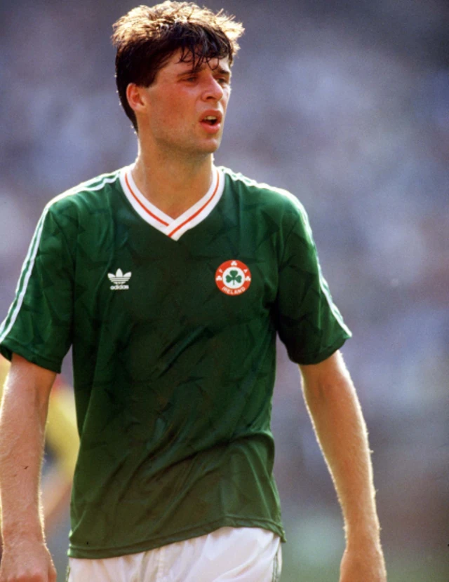 Niall Quinn playing for Republic of Ireland at the 1990 World Cup