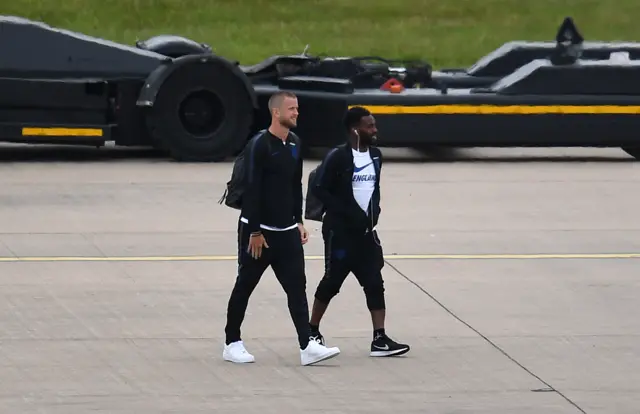 Eric Dier and Danny Rose at Birmingham Airport