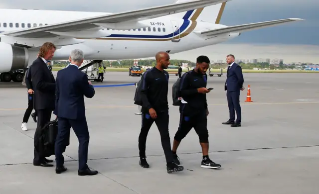 England arrive in Russia