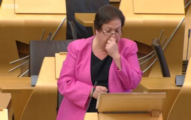 Labour MSP Jackie Baillie was in tears as she told the chamber of her constituent Kelly