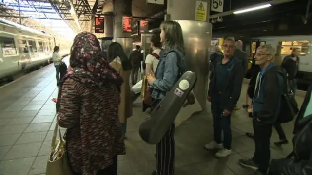 Passengers on a platform