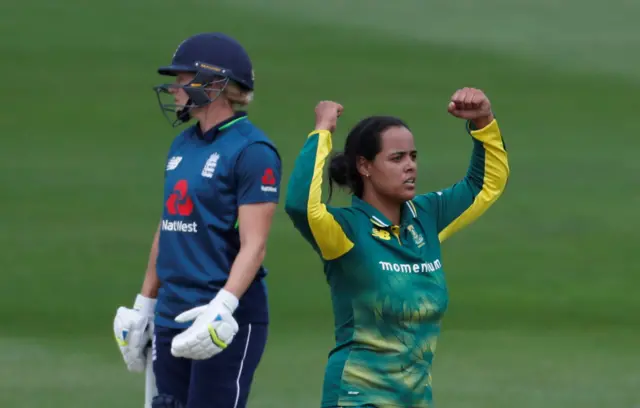 Chloe Tryon celebrates a wicket