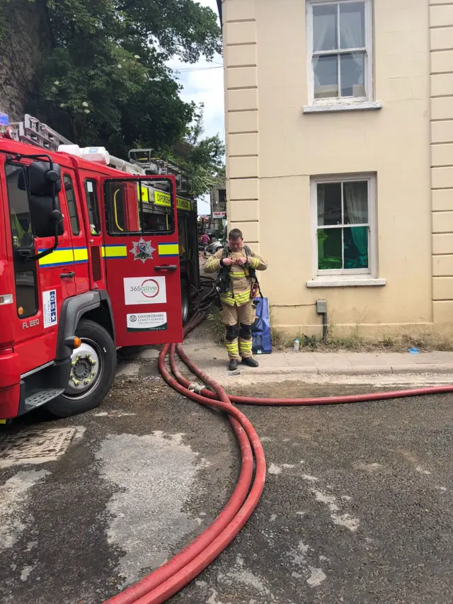 Fire engine at scene of Witney fire