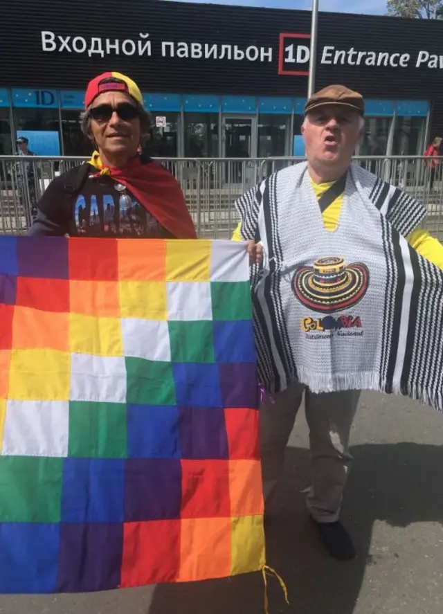 Colombia fans outside the stadium in Moscow