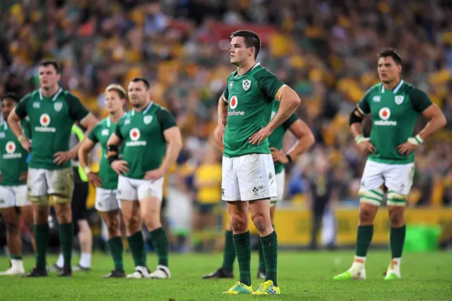 Ireland players after defeat to Australia