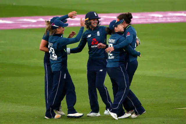 England celebrate at Hove