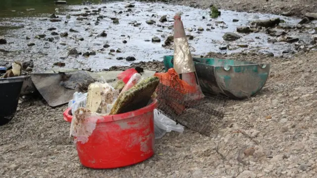 More of the litter pulled from river