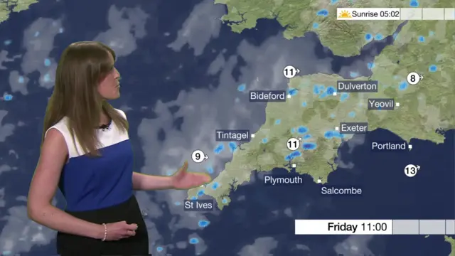 weather map for Devon and Cornwall