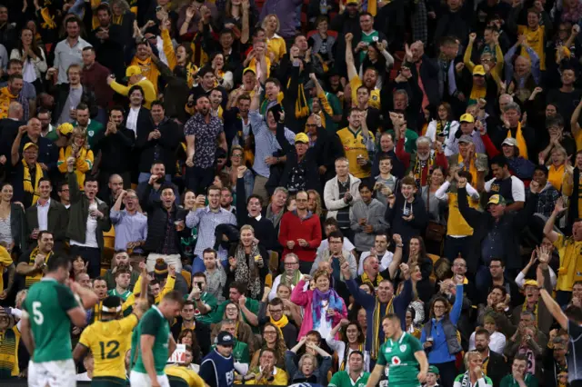 Australia celebrate against Ireland