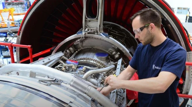 Engineer working on Trent engines