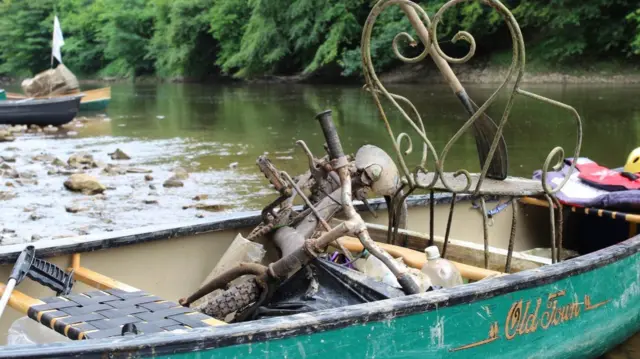 An old bike, having been pulled from the river