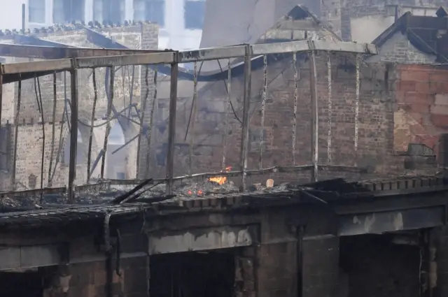 Firefighters battle a blaze at the Glasgow School of Art for the second time in four years on June 16