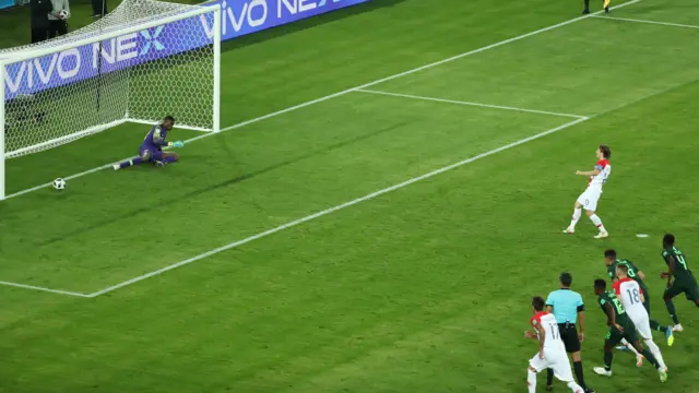 Croatia's Luka Modric scores their second goal from the penalty spot