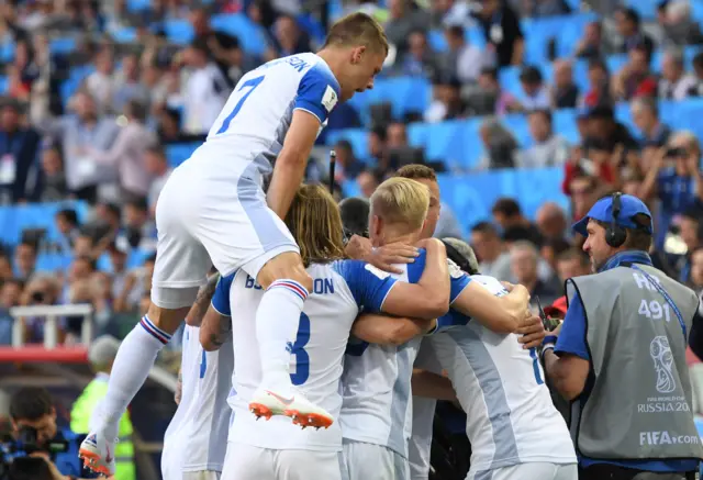 Iceland celebrate goal