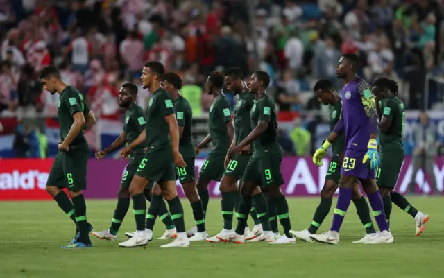 Nigeria players walk off at half-time