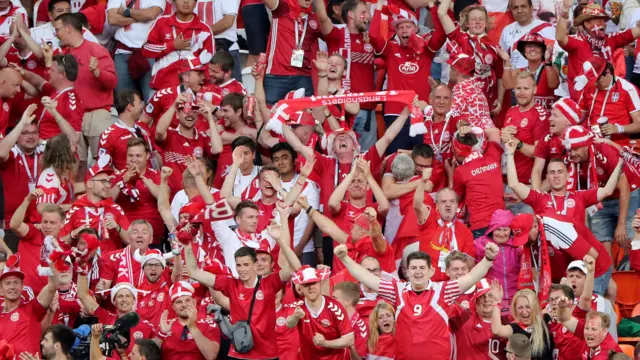 Denmark fans celebrate