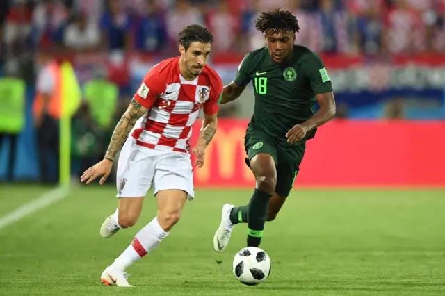 Nigeria's forward Alex Iwobi and Croatia's defender Sime Vrsaljko