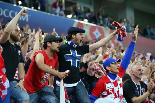 Croatia fans celebrates victory following the 2018 FIFA World Cup Russia group D match between Croatia and Nigeria