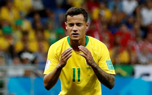 Philippe Coutinho reacts