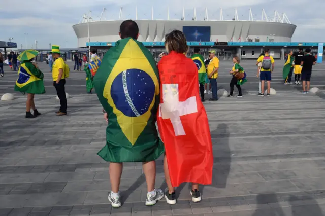 Brazil and Switzerland fans