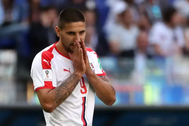 Aleksandar Mitrovic reacts