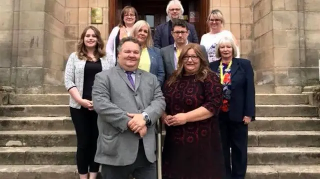 The SNP formed the administration (leader Graham Leadbitter and convenor Shona Morrison at front)