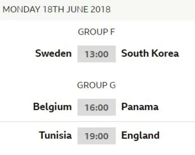 Monday fixtures