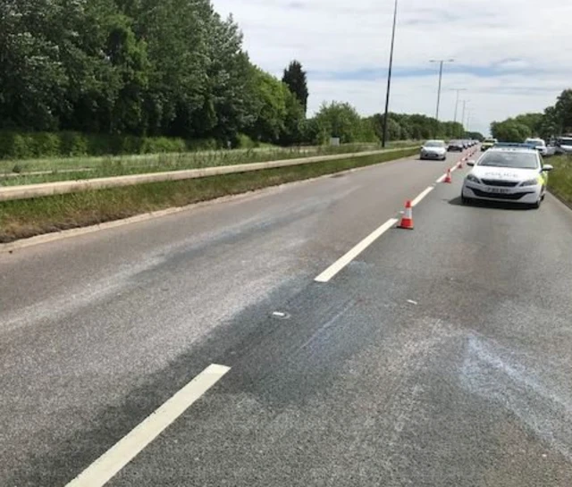 A52 scene of Portaloo spillage