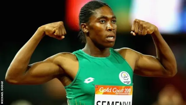 : Caster Semenya of South Africa celebrates wins gold in the Women's 800 metres final during athletics on day nine of the Gold Coast 2018 Commonwealth Games at Carrara Stadium on April 13, 2018 on the Gold Coast, Australia. (