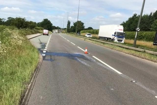 A52 scene of Portaloo spillage