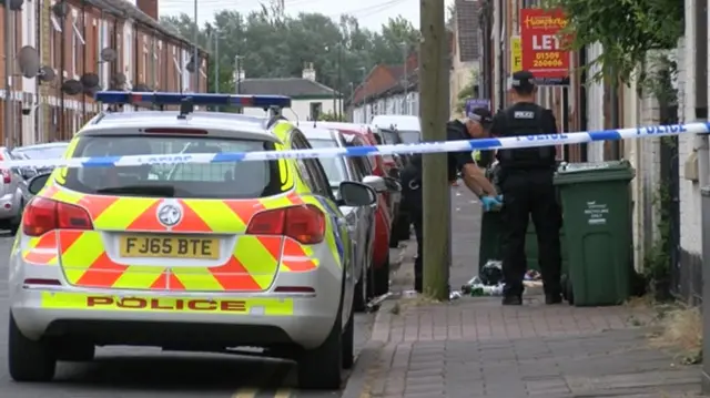 Police on Ratcliffe Road, Loughborough, Leicestershire