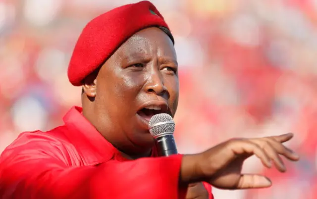 Julius Malema addresses supporters at an Economic Freedom Fighters presidential campaign rally at the Lucas Moripe Stadium on May 4, 2014 in Pretoria, South Africa