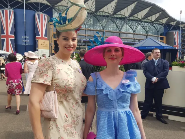 Maria (left) and Ekaterina (right) have just bolted into the course