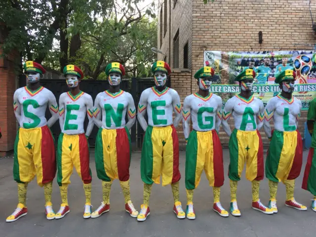 Senegal fans with body paint