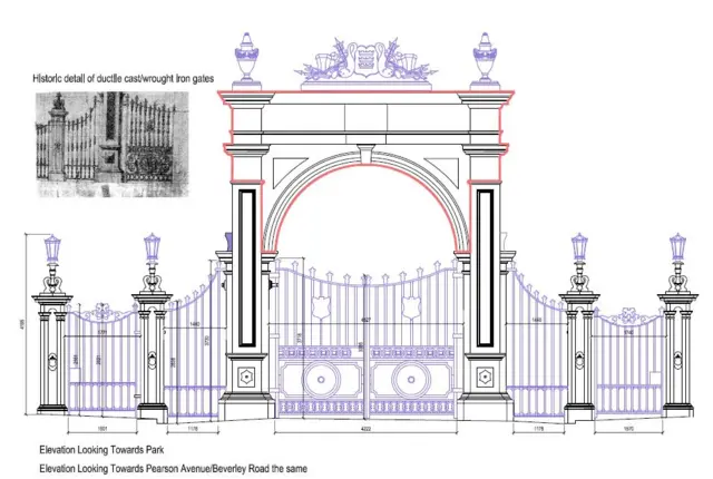 A plan of what the gate will look like when it's finished.