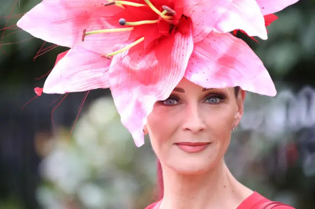 Large pink flower hat