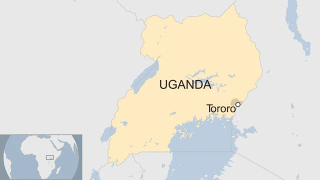 A map showing the location of Tororo in Uganda