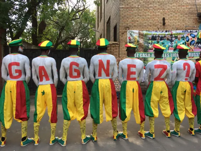 Senegal fans with body paint