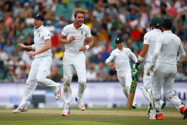 Stuart Broad celebrates